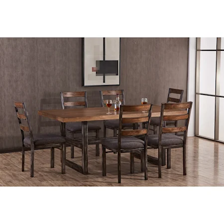 Industrial 7 Piece Table and Chair Set